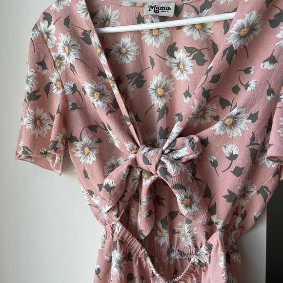 Show Me Your Mumu Pink Floral Romper with Tie Front Small - Picture 2 of 5